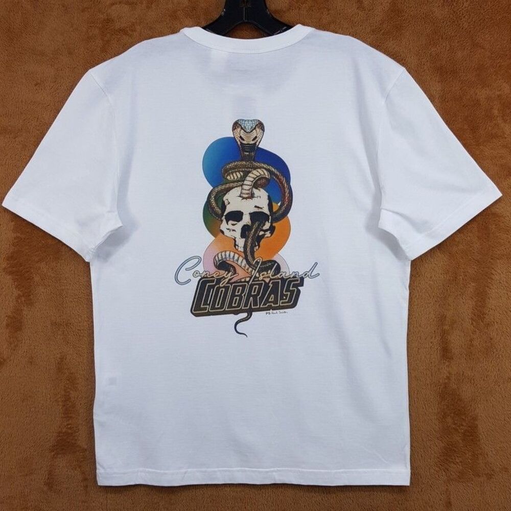 PAUL SMITH Shirt Mens Small White Graphic Coney Island Cobra T-Shirt Tee